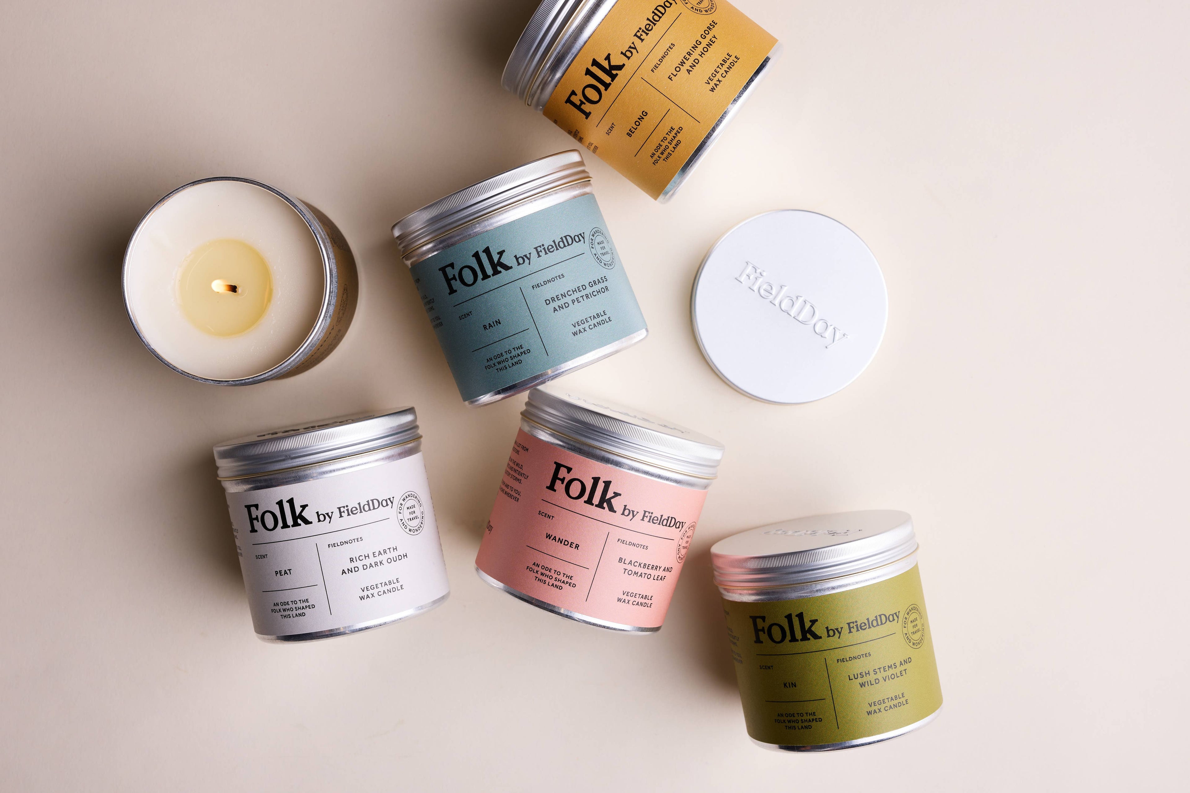 Kin Vegetable Wax Folk Tin Candle