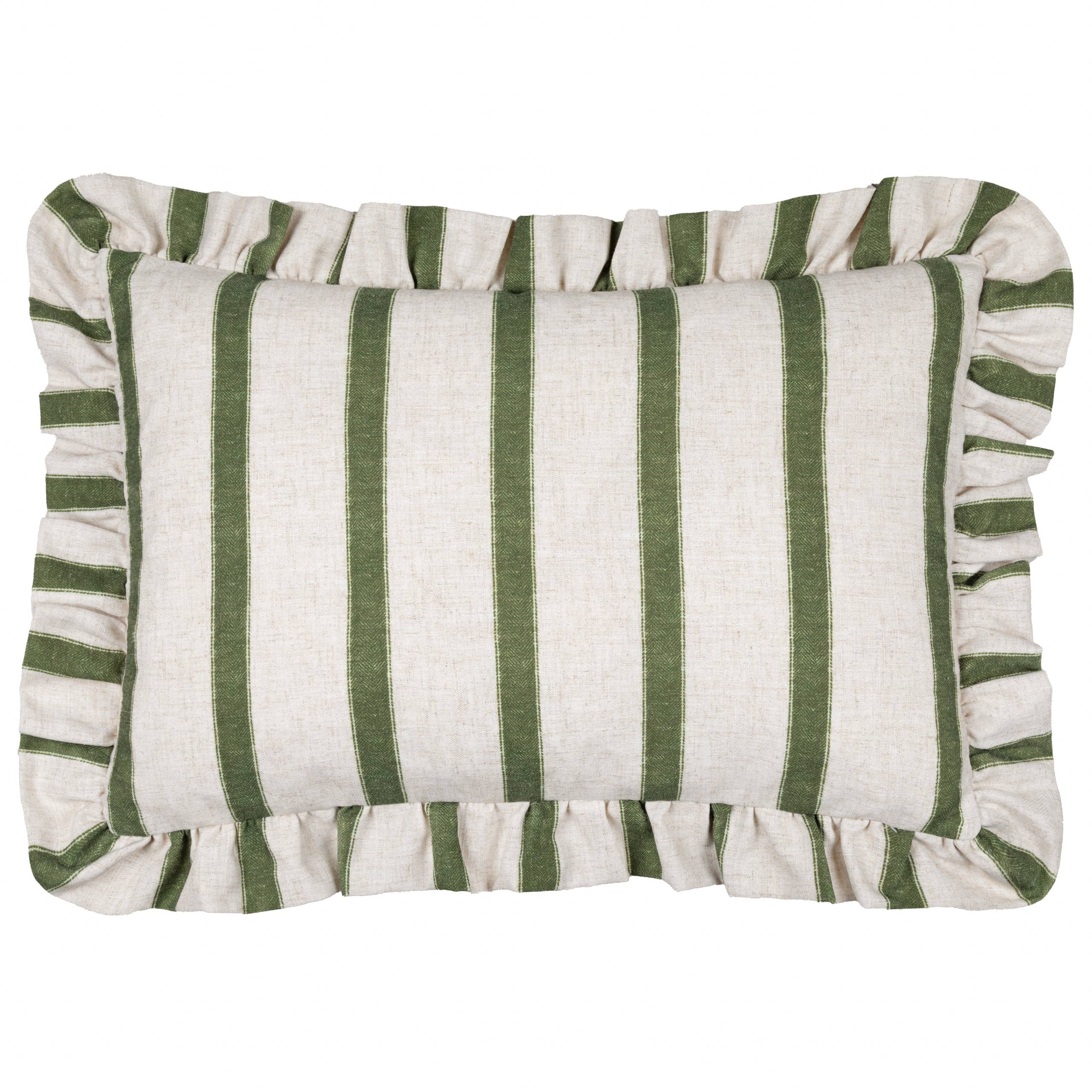 Connie Striped Ruffle Cushion Moss