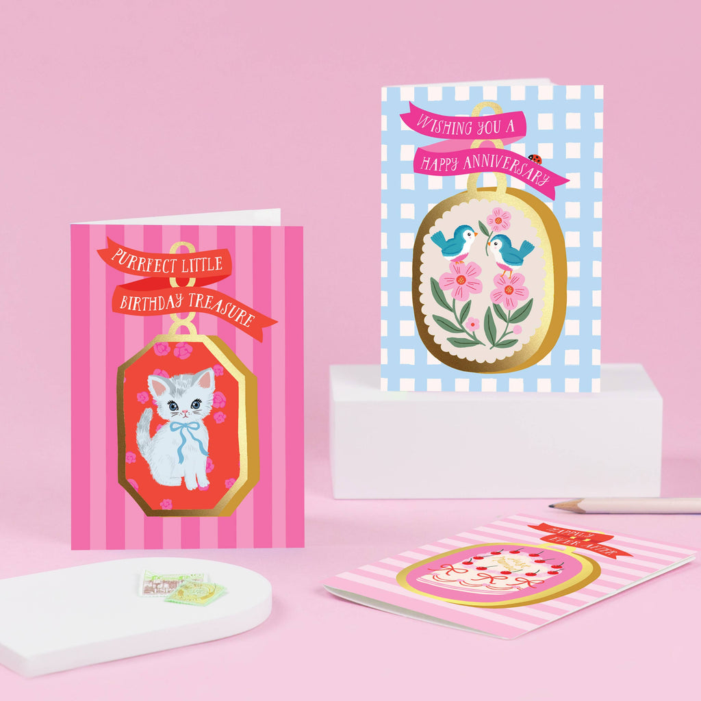 Kitten Vintage Keepsake Birthday card | Cat Cards for Her