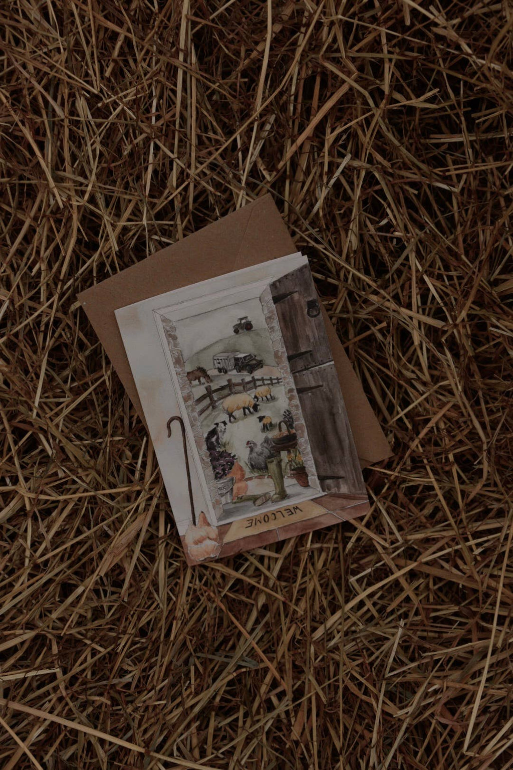 A Farmhouse View Countryside Farming Life Greeting Card