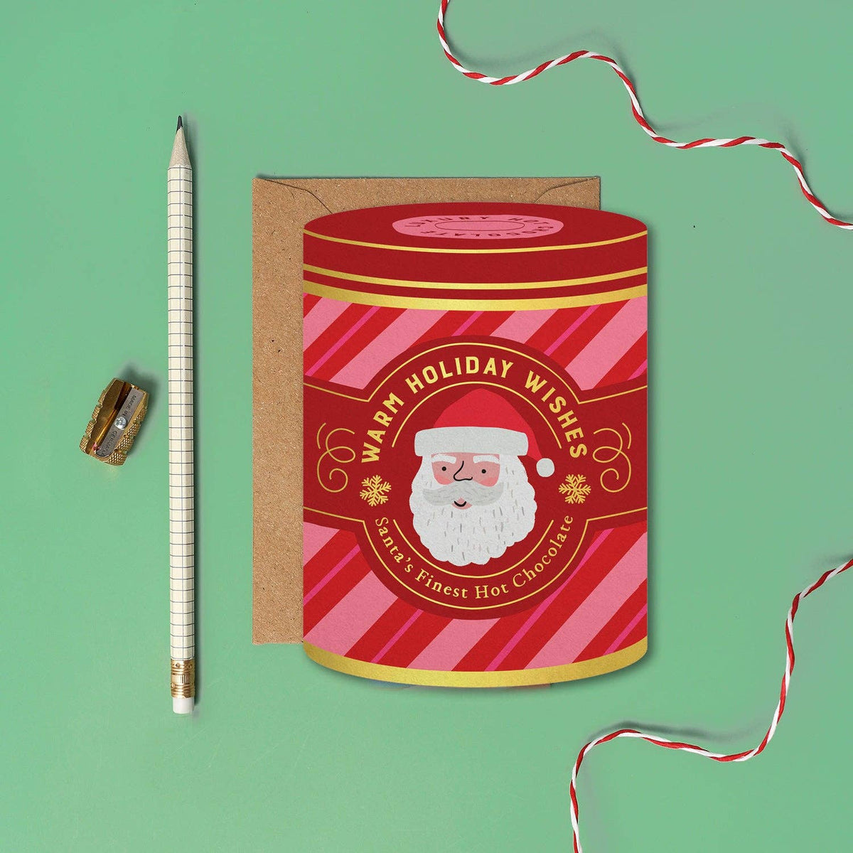 Santa's Hot Chocolate Tin Christmas Card