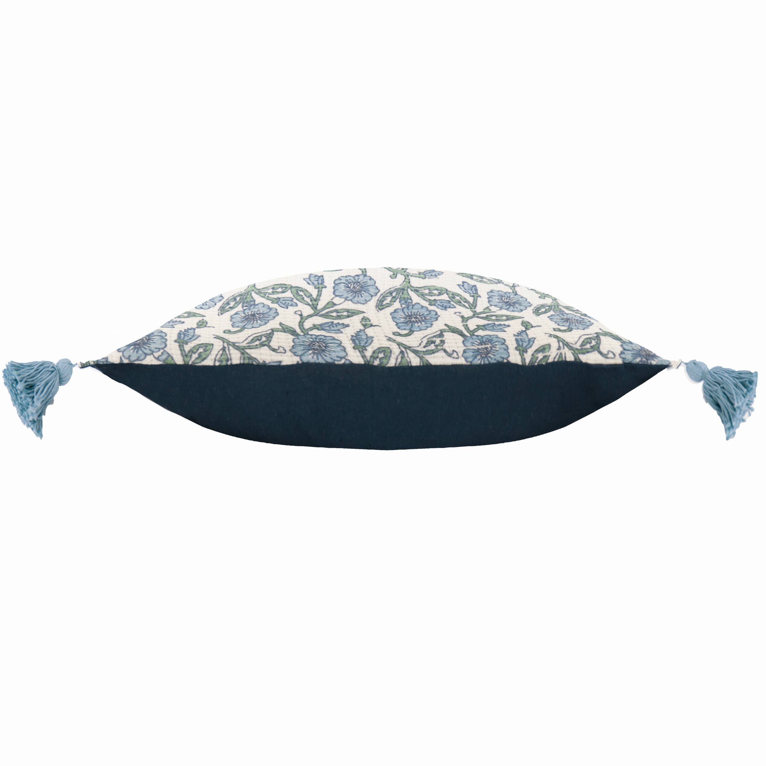 Delphine Floral Tasselled Cushion Delph Blue