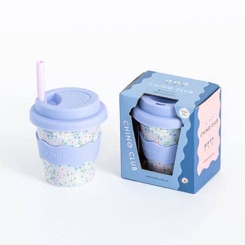 Blue Floral Babychino Cup 4oz (Straws Sold Separately)
