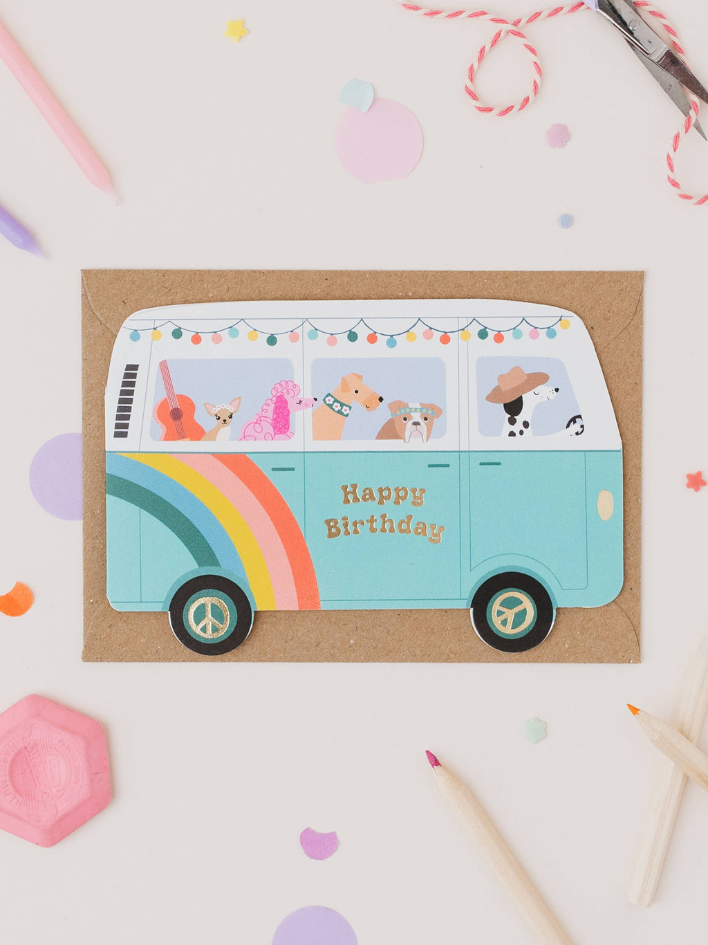 Dog Camper Van Birthday Card | Fun Kids Birthday Card