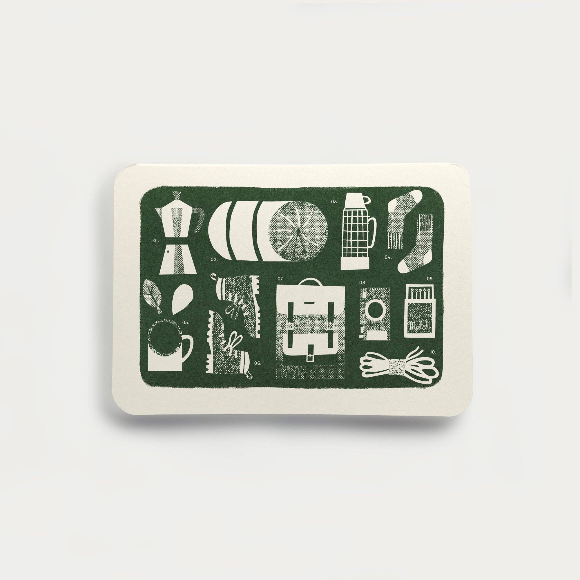 Hiking Essentials Greetings Card