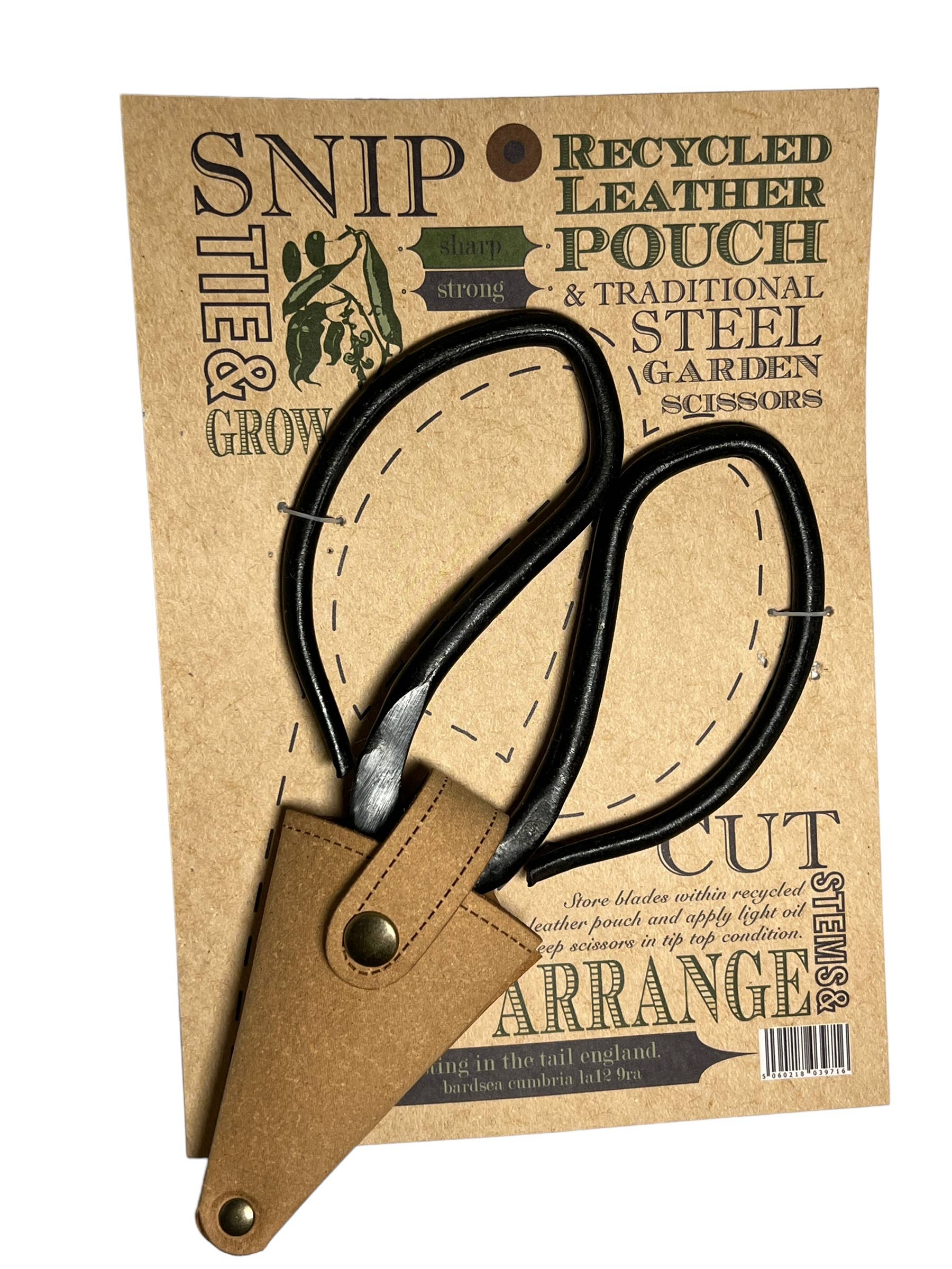 LARGE SCISSORS IN A RECYCLED LEATHER POUCH (NATURAL)