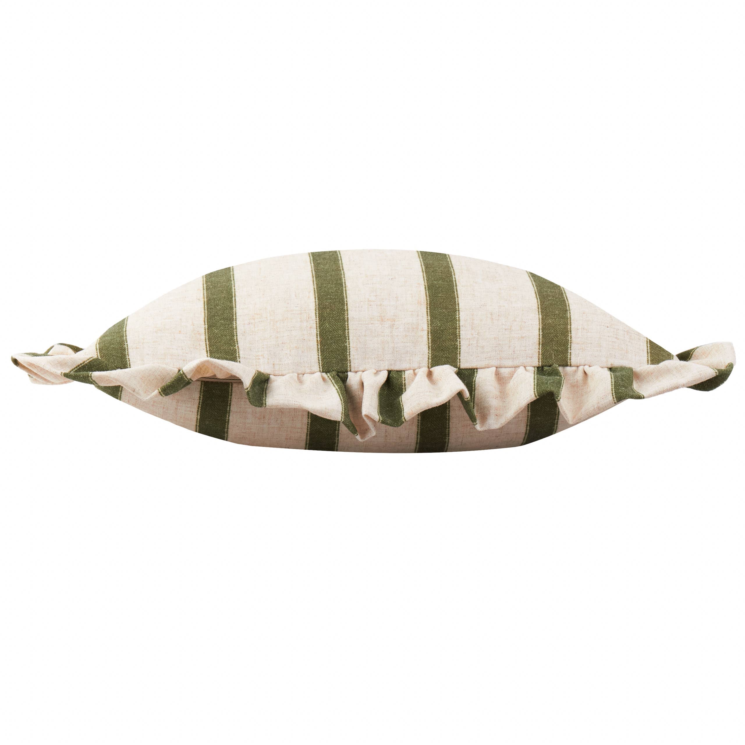Connie Square Striped Ruffle Cushion Moss