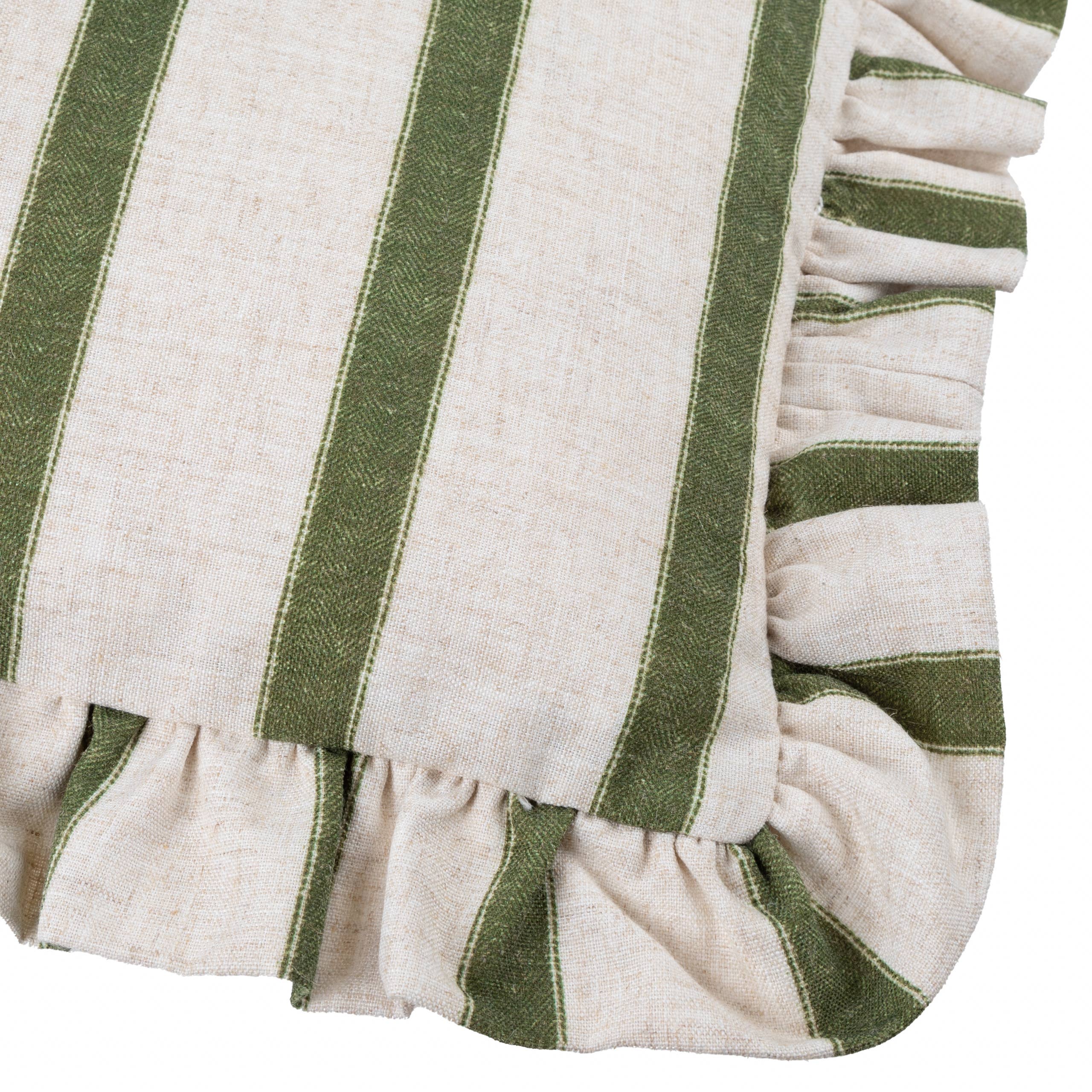 Connie Striped Ruffle Cushion Moss
