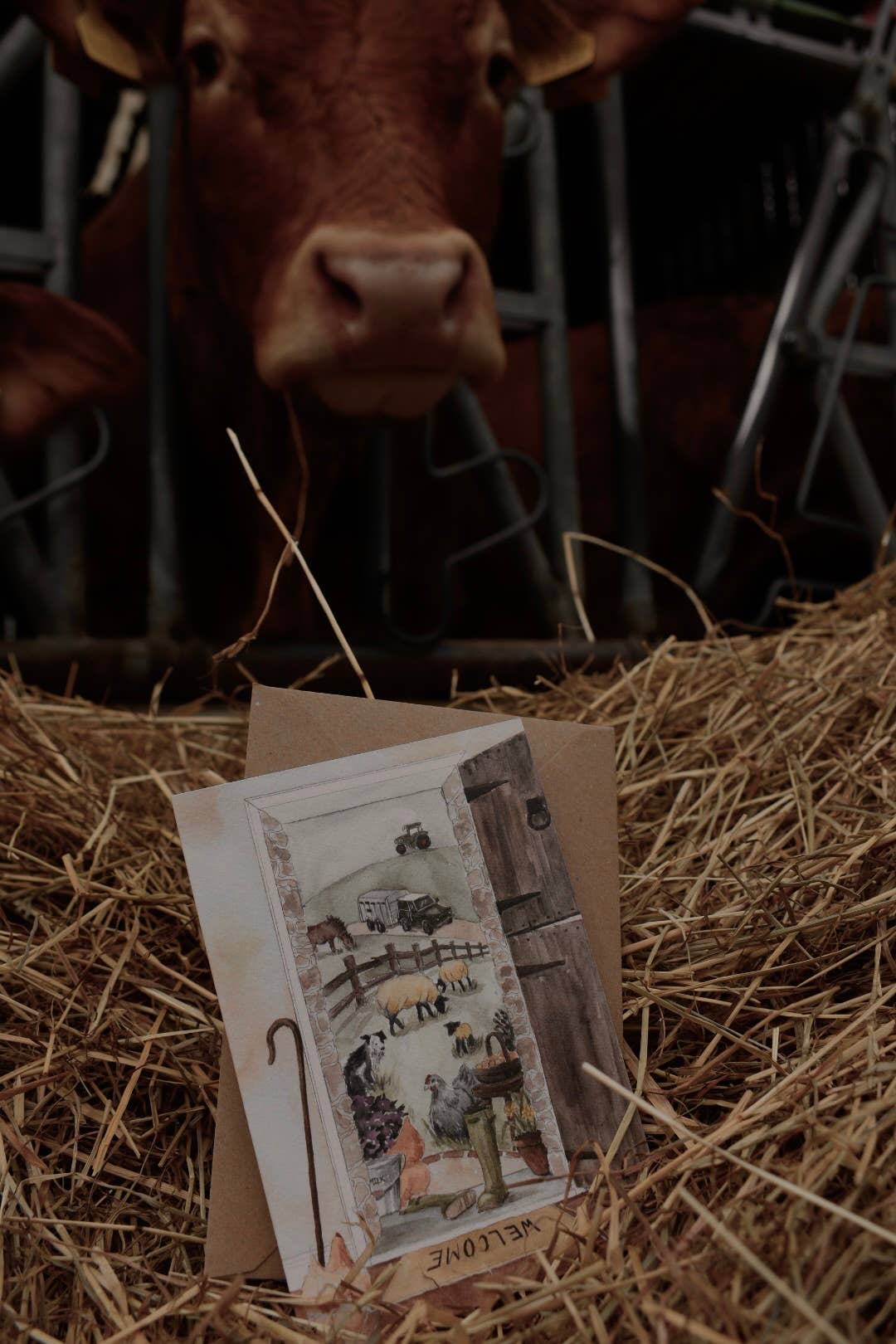 A Farmhouse View Countryside Farming Life Greeting Card