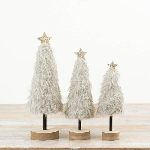 20cm Neutral Fluffy Wooden Tree