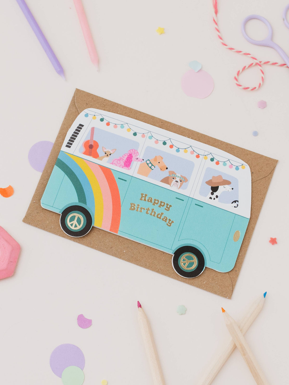 Dog Camper Van Birthday Card | Fun Kids Birthday Card