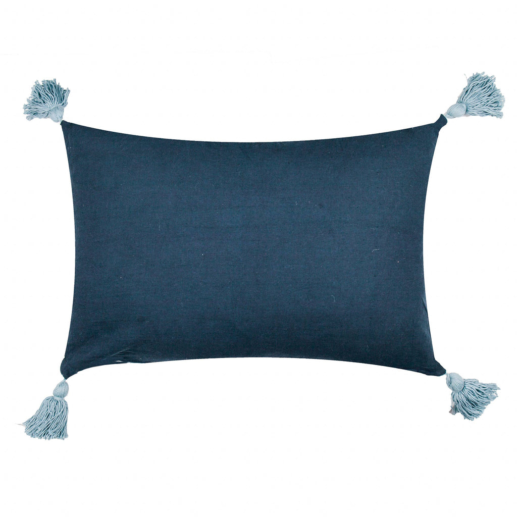 Delphine Floral Tasselled Cushion Delph Blue
