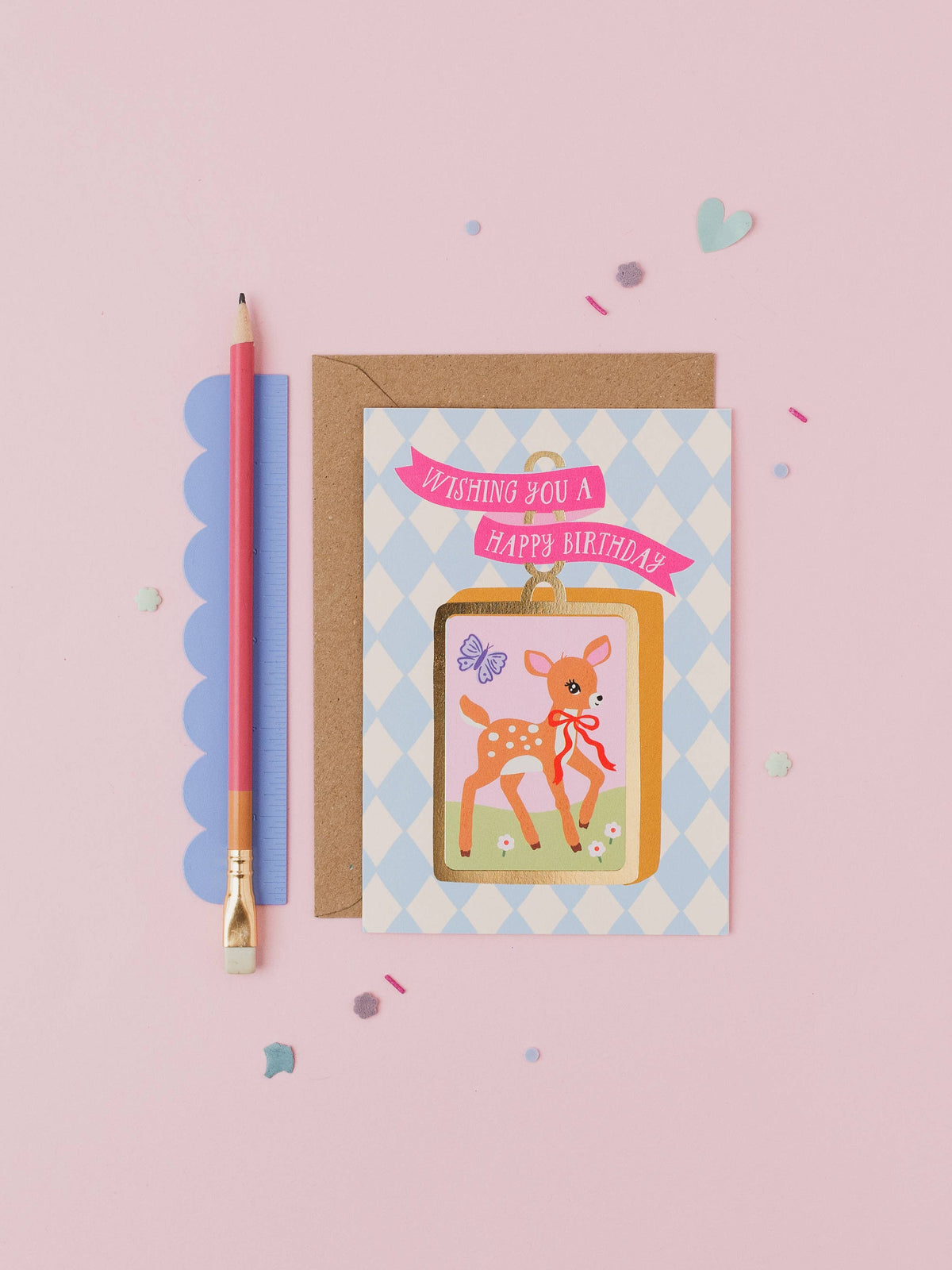 Tiny Treasures Fawn Birthday Card with Gold Trinket