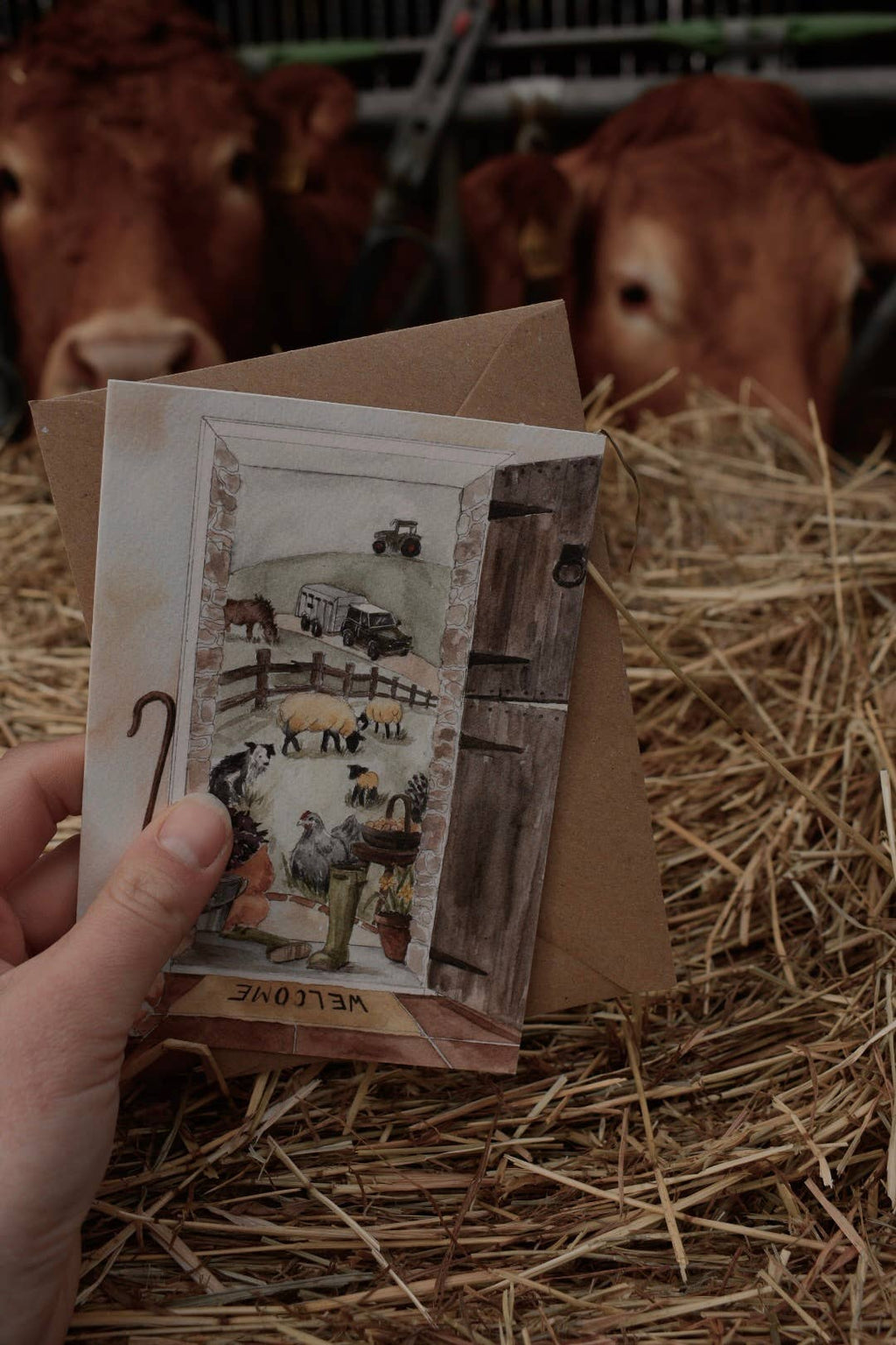 A Farmhouse View Countryside Farming Life Greeting Card